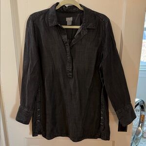 Chico's Charcoal Button-Up Blouse